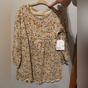 Charming Floral Kids Dress - Yellow and Brown